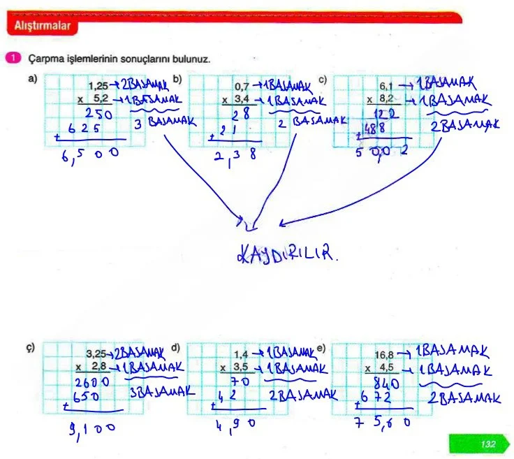 6. Sınıf Matematik Ders Kitabı Cevapları Ata Yayınları Sayfa 132 Çözüm Görseli