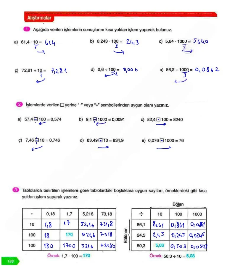 6. Sınıf Matematik Ders Kitabı Cevapları Ata Yayınları Sayfa 138 Çözüm Görseli