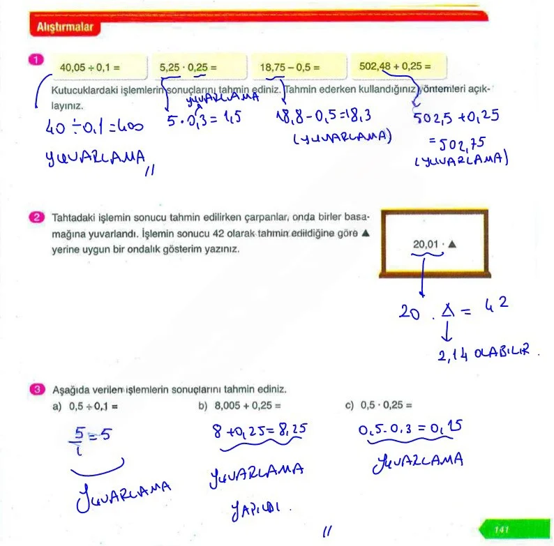 6. Sınıf Matematik Ders Kitabı Cevapları Ata Yayınları Sayfa 141 Çözüm Görseli
