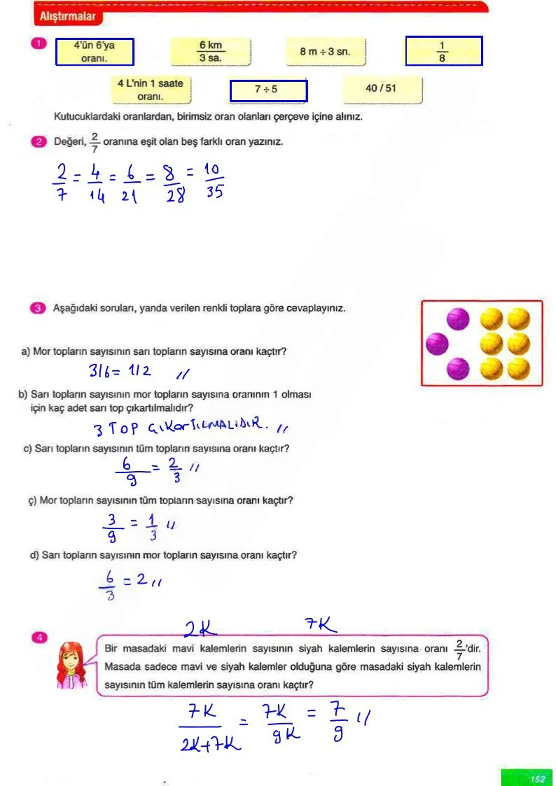 6. Sınıf Matematik Ders Kitabı Cevapları Ata Yayınları Sayfa 152 Çözüm Görseli