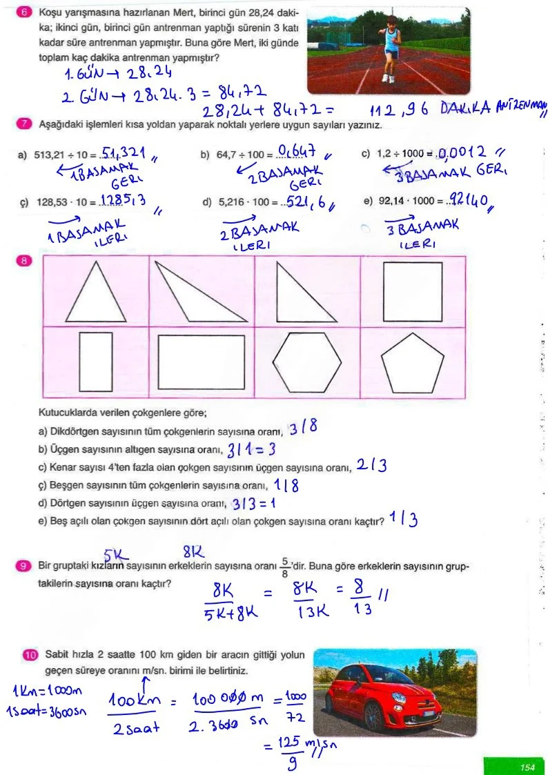 6. Sınıf Matematik Ders Kitabı Cevapları Ata Yayınları Sayfa 154 Çözüm Görseli