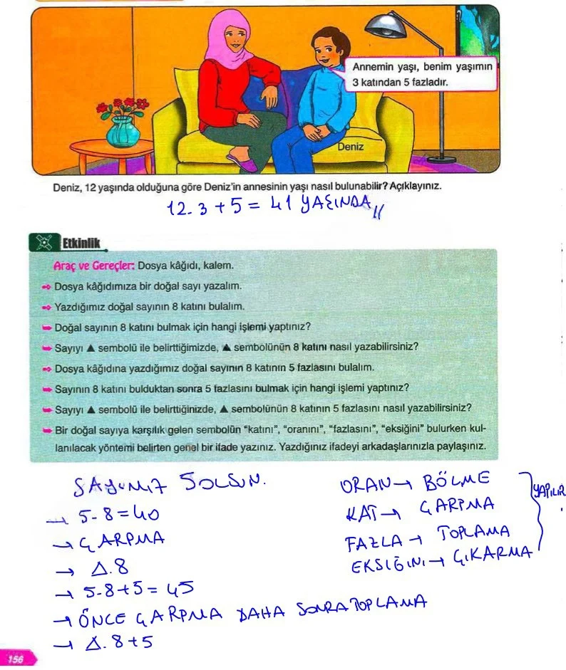 6. Sınıf Matematik Ders Kitabı Cevapları Ata Yayınları Sayfa 156 Çözüm Görseli