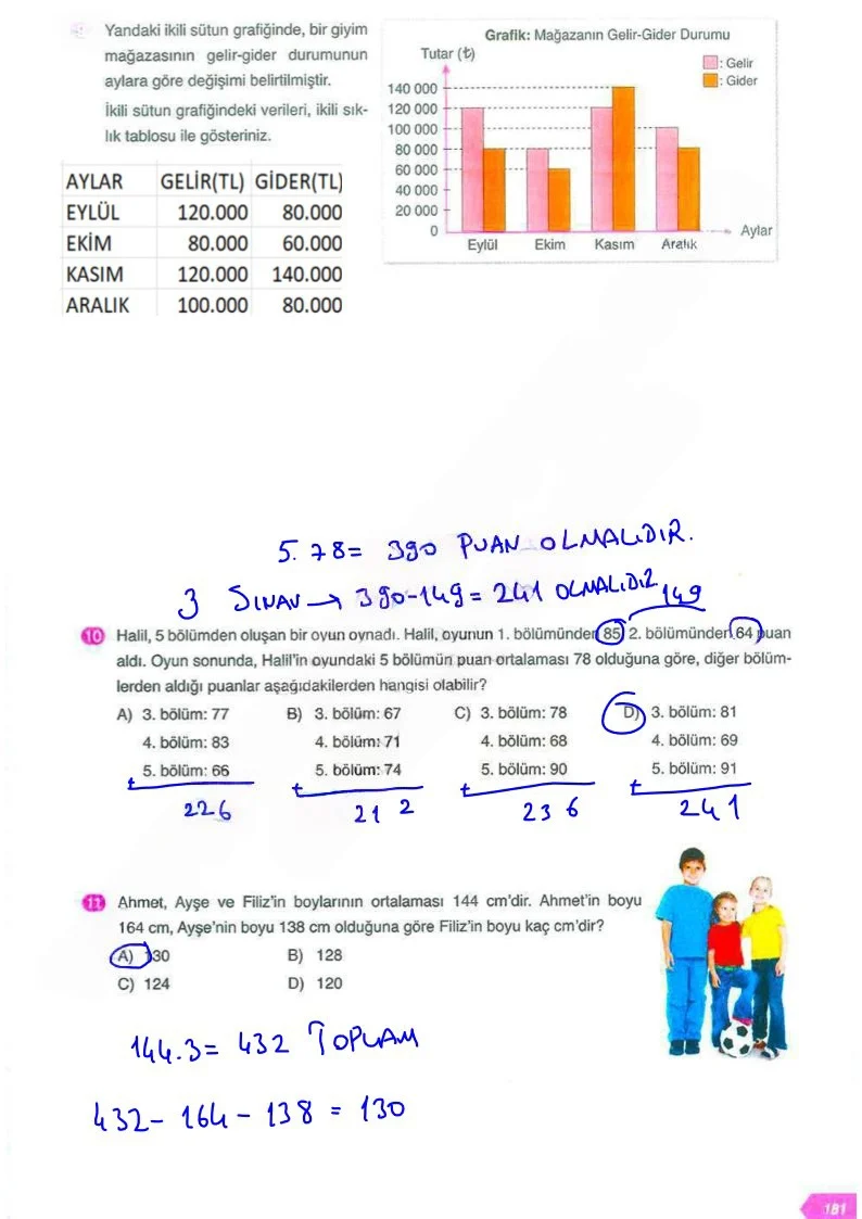 6. Sınıf Matematik Ders Kitabı Cevapları Ata Yayınları Sayfa 181 Çözüm Görseli
