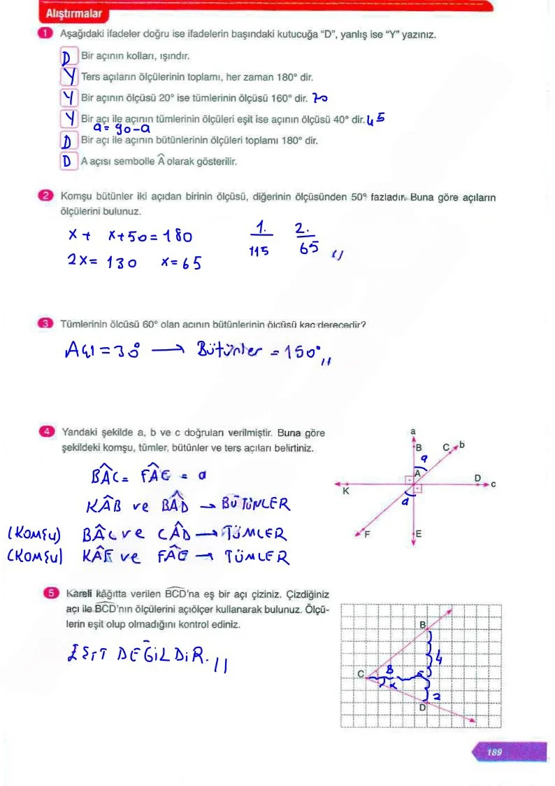 6. Sınıf Matematik Ders Kitabı Cevapları Ata Yayınları Sayfa 189 Çözüm Görseli