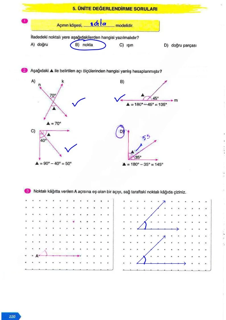 6. Sınıf Matematik Ders Kitabı Cevapları Ata Yayınları Sayfa 220 Çözüm Görseli
