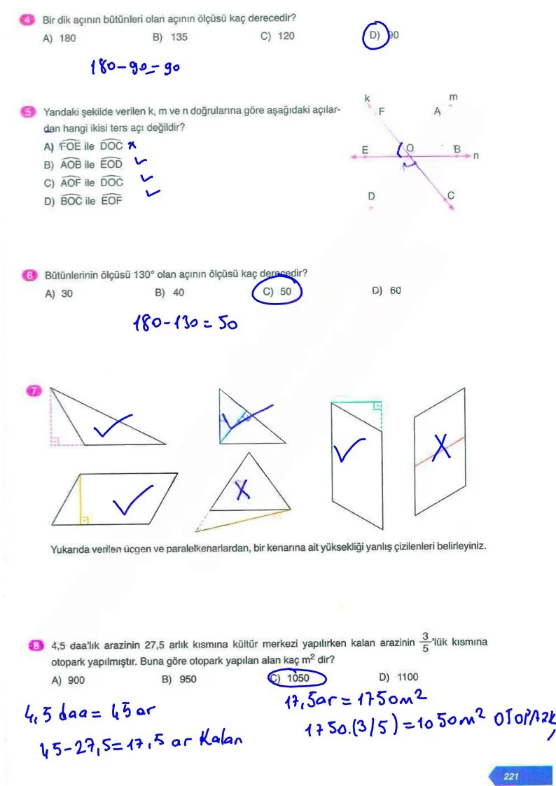 6. Sınıf Matematik Ders Kitabı Cevapları Ata Yayınları Sayfa 221 Çözüm Görseli