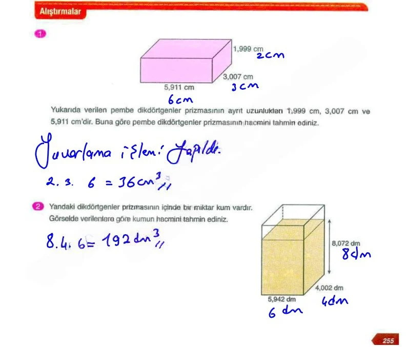 6. Sınıf Matematik Ders Kitabı Cevapları Ata Yayınları Sayfa 255 Çözüm Görseli