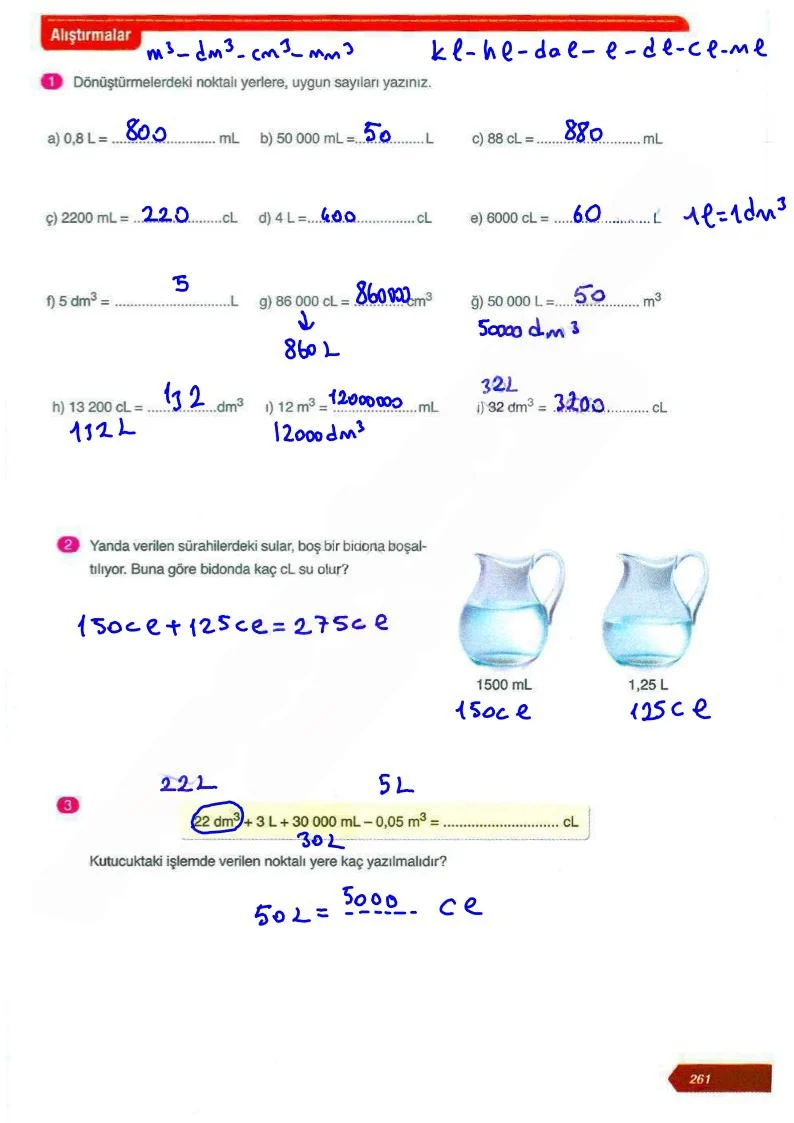 6. Sınıf Matematik Ders Kitabı Cevapları Ata Yayınları Sayfa 261 Çözüm Görseli