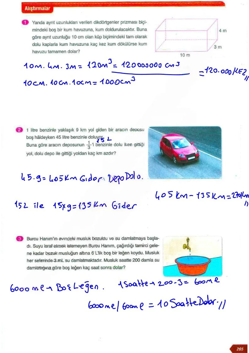 6. Sınıf Matematik Ders Kitabı Cevapları Ata Yayınları Sayfa 265 Çözüm Görseli