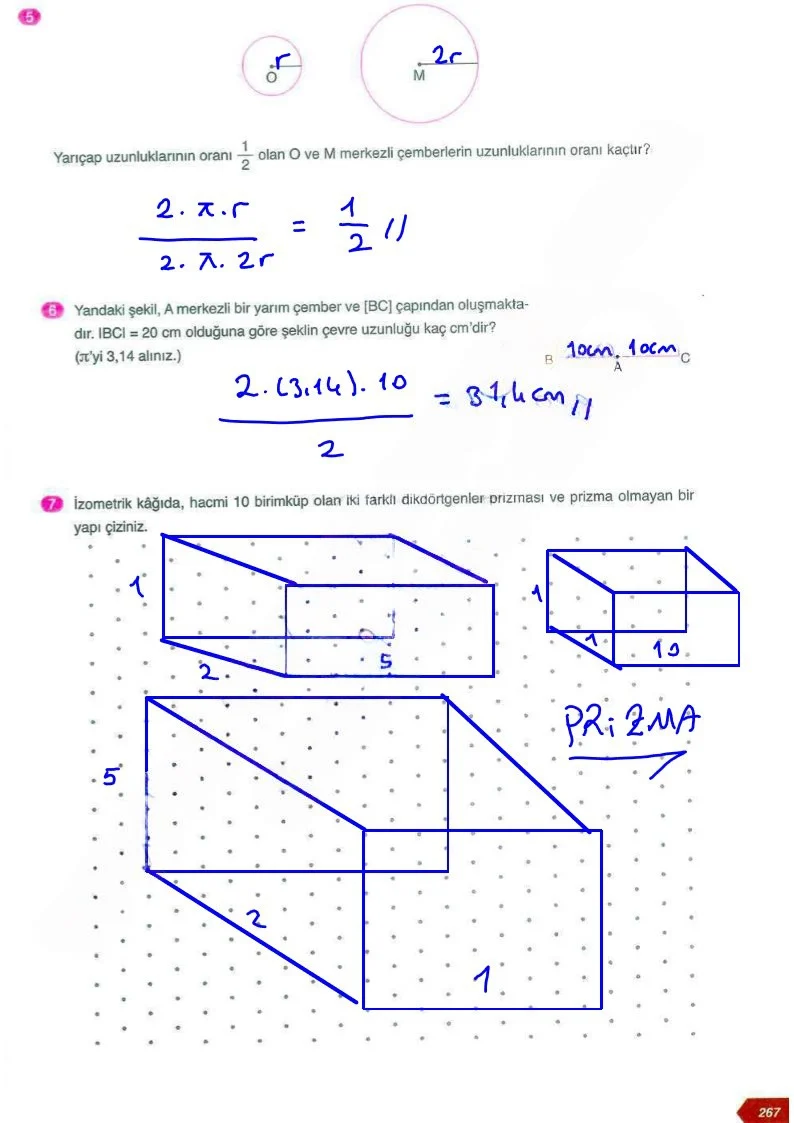 6. Sınıf Matematik Ders Kitabı Cevapları Ata Yayınları Sayfa 267 Çözüm Görseli