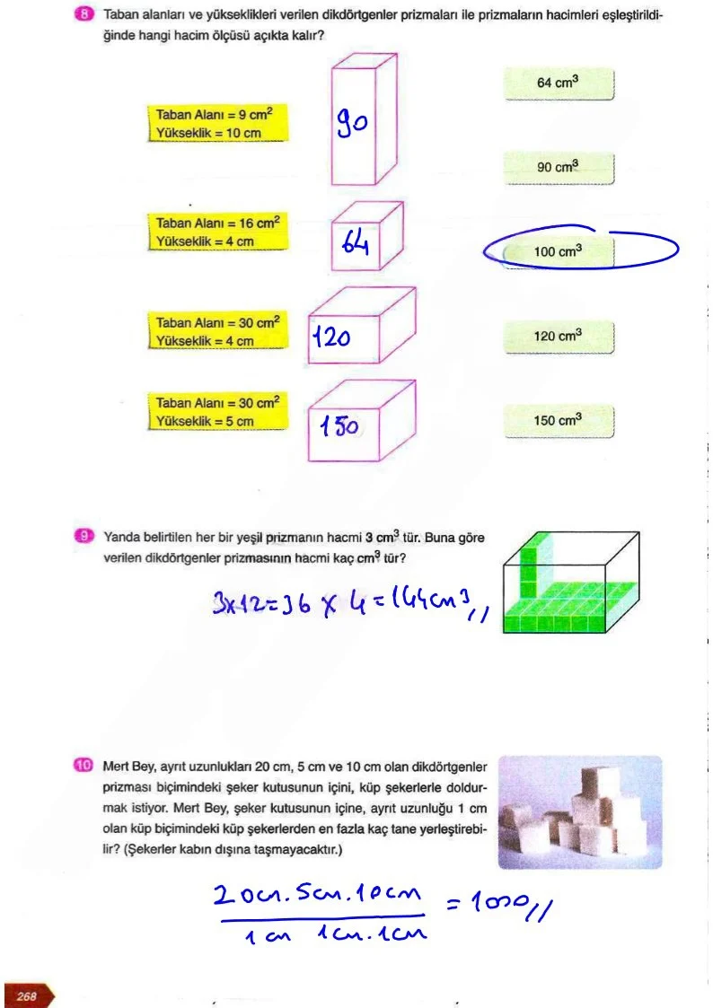 6. Sınıf Matematik Ders Kitabı Cevapları Ata Yayınları Sayfa 268 Çözüm Görseli