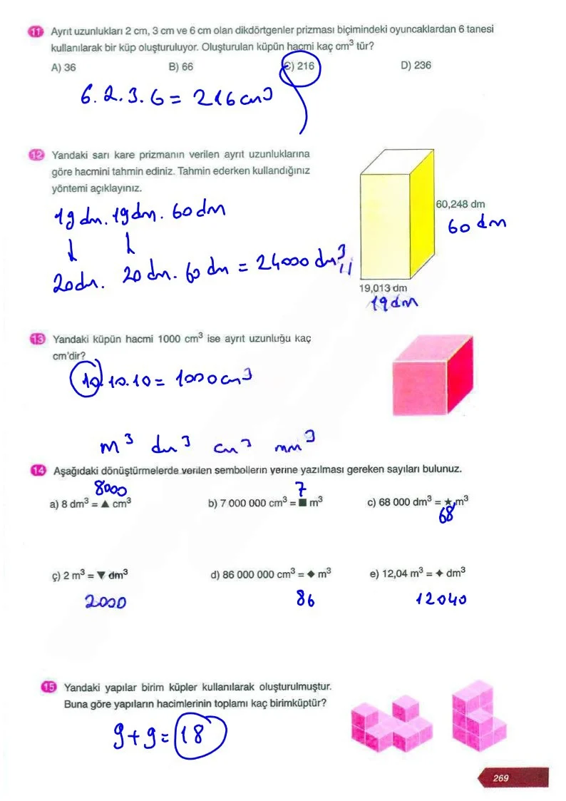 6. Sınıf Matematik Ders Kitabı Cevapları Ata Yayınları Sayfa 269 Çözüm Görseli