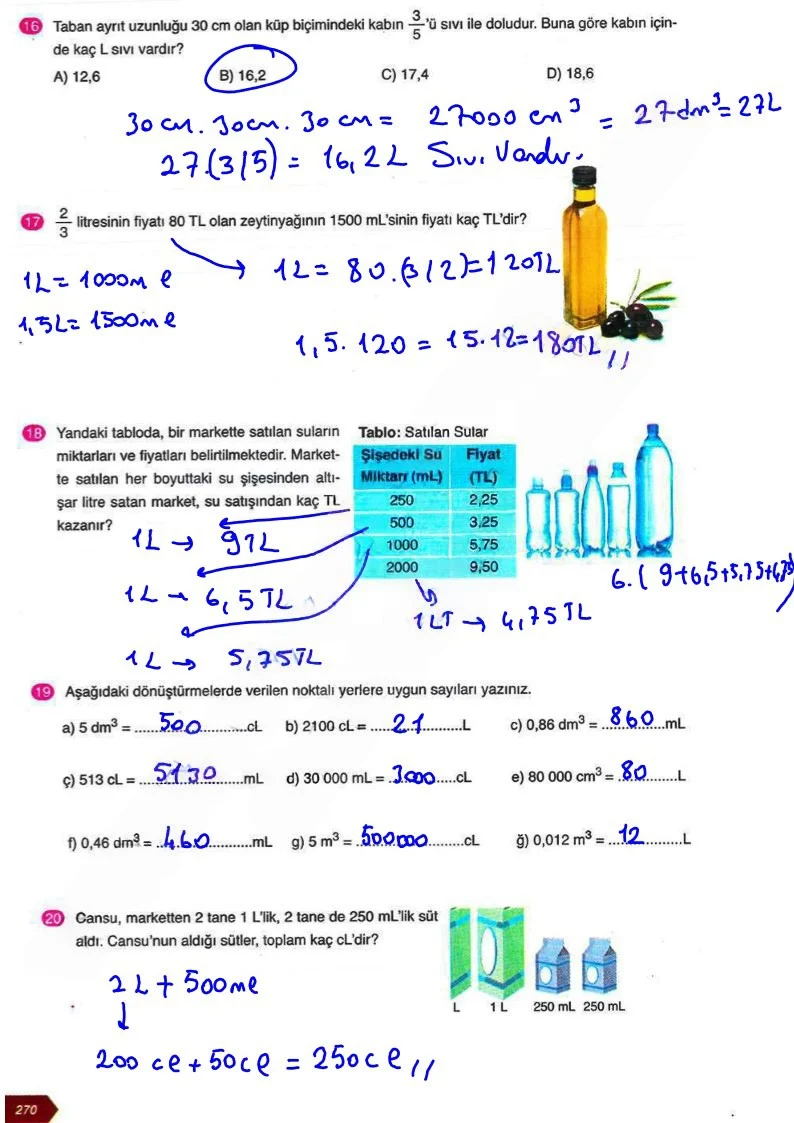 6. Sınıf Matematik Ders Kitabı Cevapları Ata Yayınları Sayfa 270 Çözüm Görseli