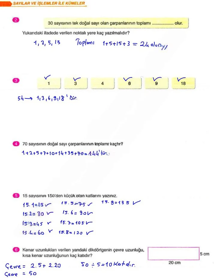 6. Sınıf Matematik Ders Kitabı Cevapları Ata Yayınları Sayfa 30 Çözüm Görseli