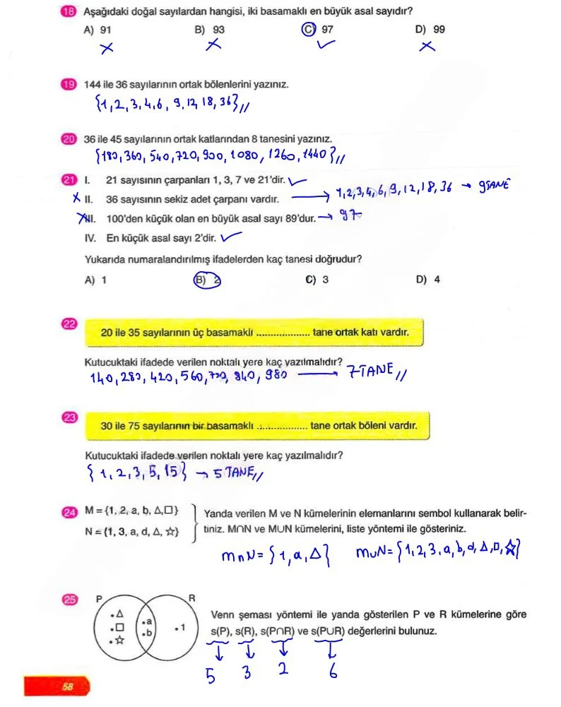 6. Sınıf Matematik Ders Kitabı Cevapları Ata Yayınları Sayfa 58 Çözüm Görseli