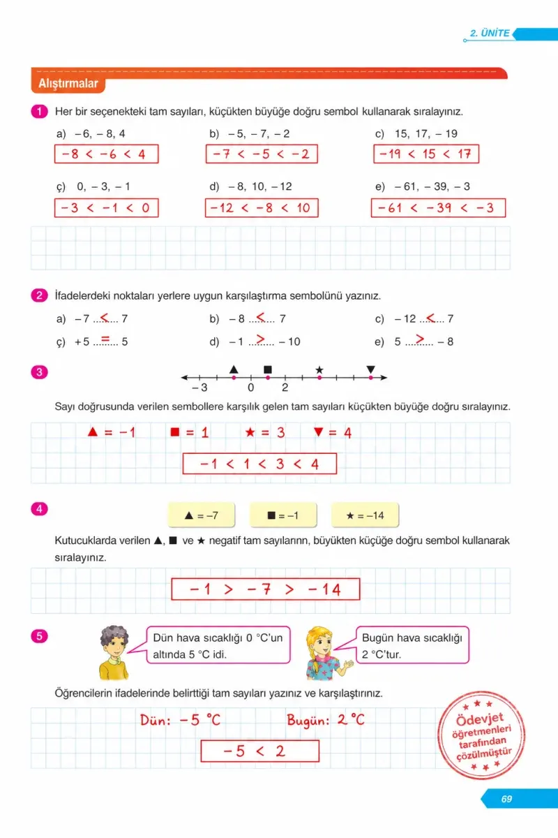 6. Sınıf Matematik Ders Kitabı Cevapları Ata Yayınları Sayfa 69 Çözüm Görseli