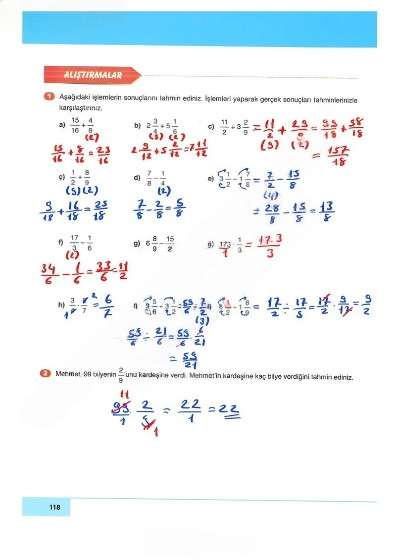6. Sınıf Matematik Ders Kitabı Cevapları Doğa Yayınları Sayfa 118 Çözüm Görseli