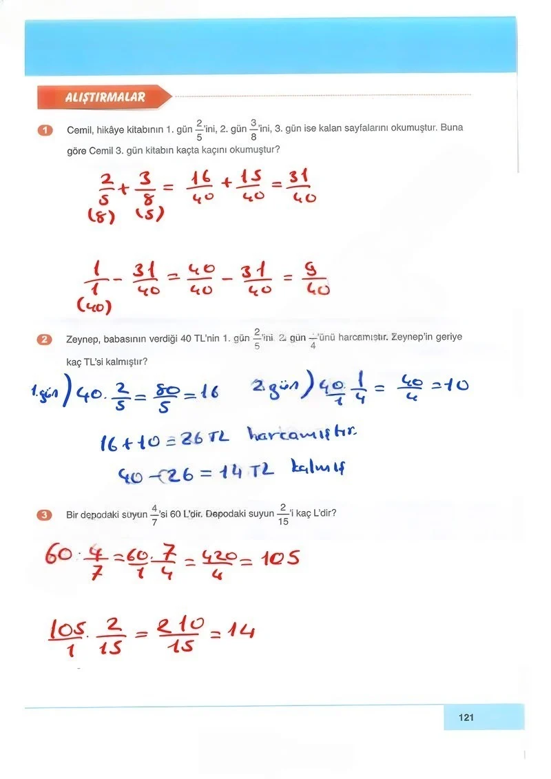 6. Sınıf Matematik Ders Kitabı Cevapları Doğa Yayınları Sayfa 121 Çözüm Görseli