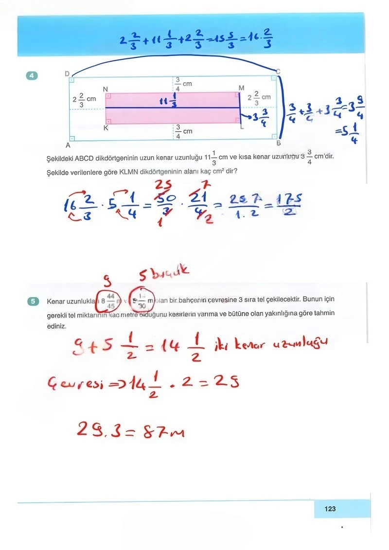 6. Sınıf Matematik Ders Kitabı Cevapları Doğa Yayınları Sayfa 123 Çözüm Görseli