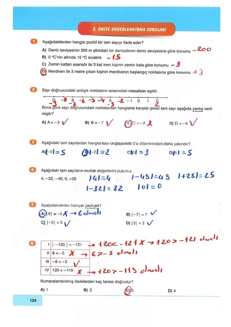 6. Sınıf Matematik Ders Kitabı Cevapları Doğa Yayınları Sayfa 124 Çözüm Görseli