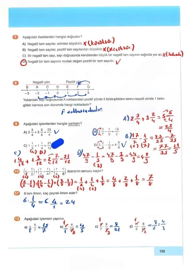 6. Sınıf Matematik Ders Kitabı Cevapları Doğa Yayınları Sayfa 125 Çözüm Görseli