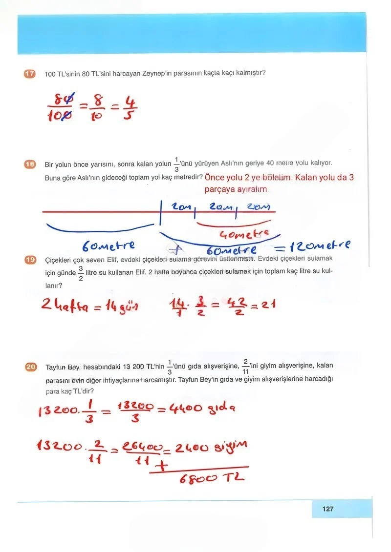 6. Sınıf Matematik Ders Kitabı Cevapları Doğa Yayınları Sayfa 127 Çözüm Görseli