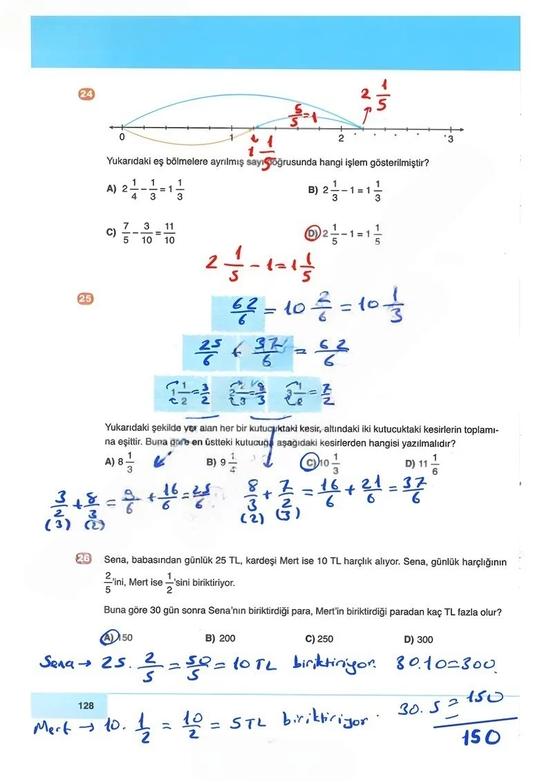 6. Sınıf Matematik Ders Kitabı Cevapları Doğa Yayınları Sayfa 128 Çözüm Görseli