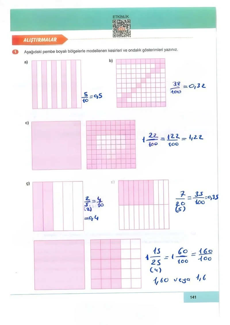 6. Sınıf Matematik Ders Kitabı Cevapları Doğa Yayınları Sayfa 141 Çözüm Görseli