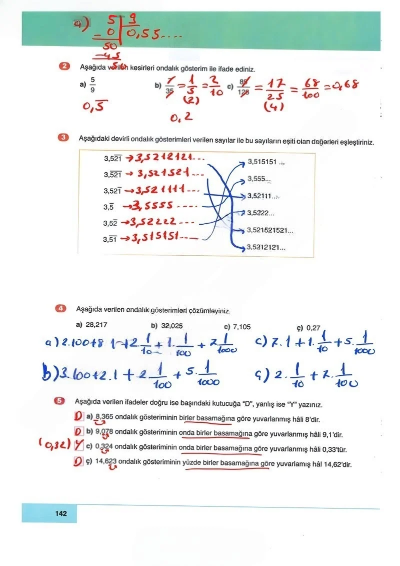 6. Sınıf Matematik Ders Kitabı Cevapları Doğa Yayınları Sayfa 142 Çözüm Görseli