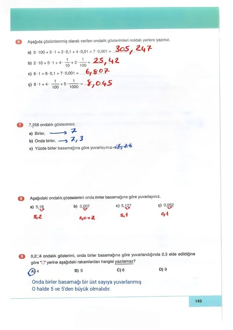 6. Sınıf Matematik Ders Kitabı Cevapları Doğa Yayınları Sayfa 143 Çözüm Görseli