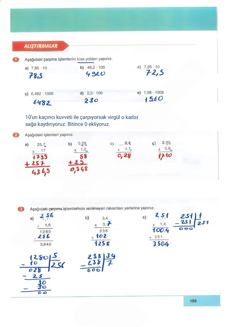 6. Sınıf Matematik Ders Kitabı Cevapları Doğa Yayınları Sayfa 155 Çözüm Görseli