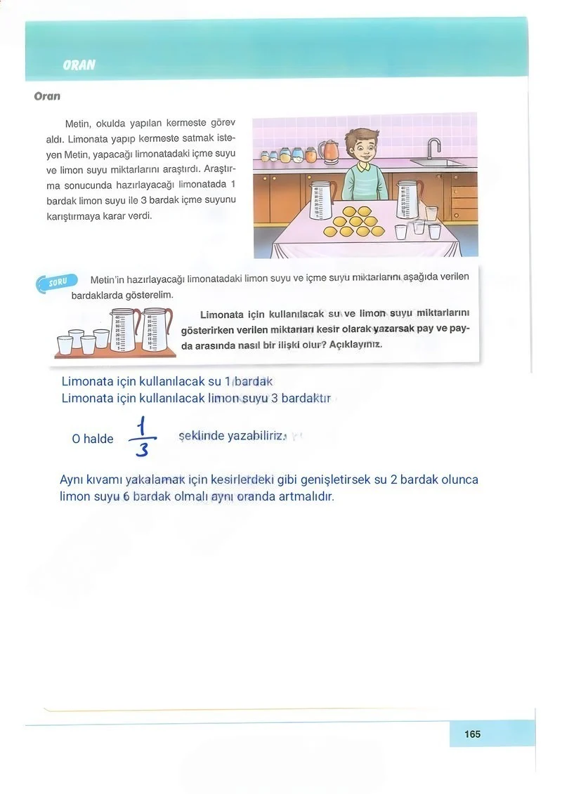 6. Sınıf Matematik Ders Kitabı Cevapları Doğa Yayınları Sayfa 165 Çözüm Görseli