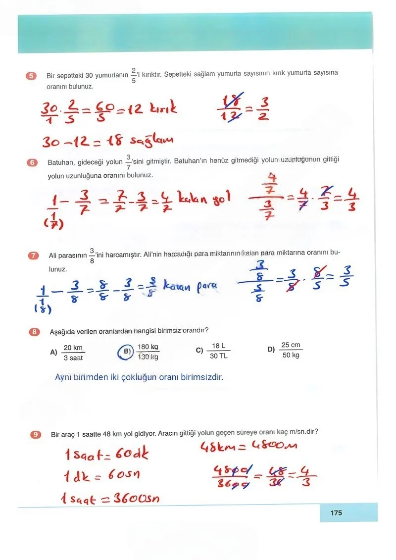 6. Sınıf Matematik Ders Kitabı Cevapları Doğa Yayınları Sayfa 175 Çözüm Görseli