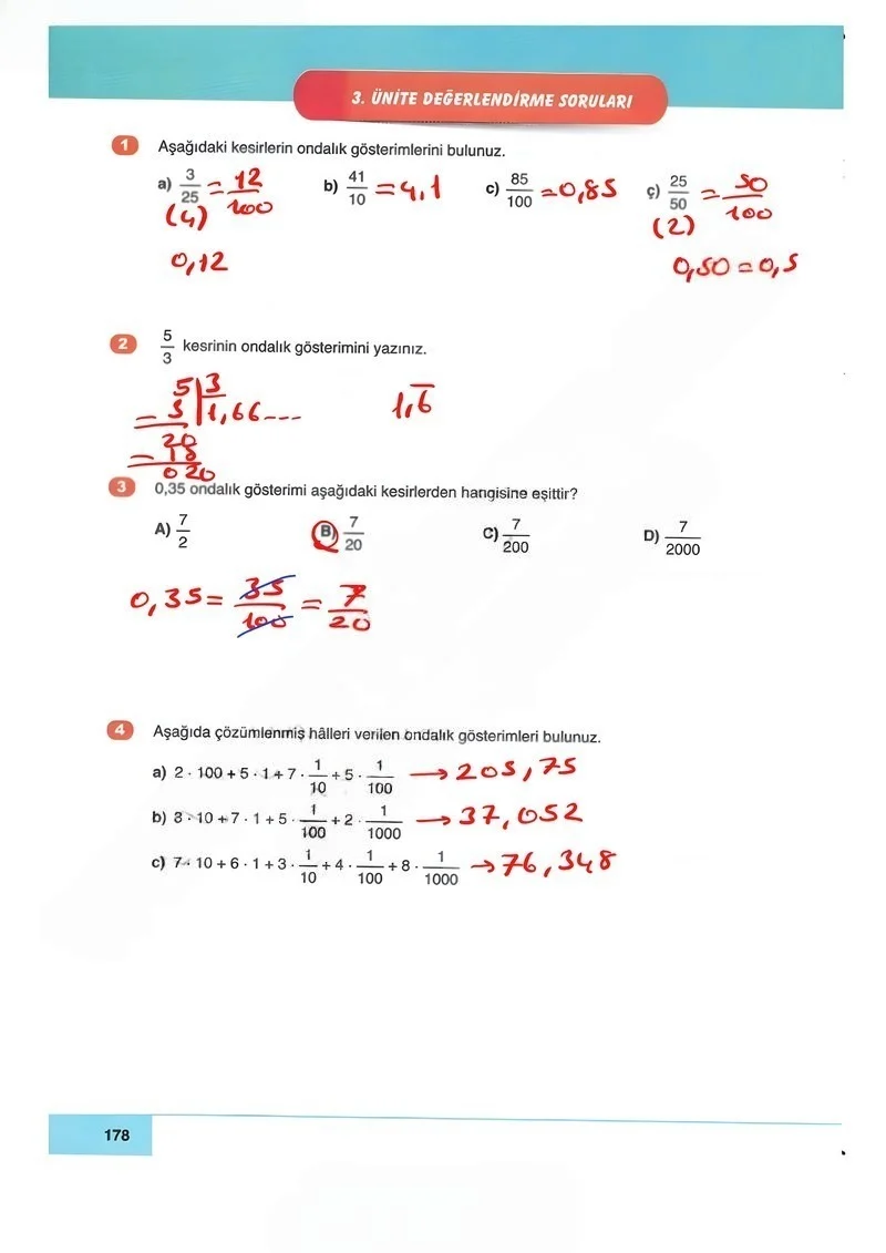 6. Sınıf Matematik Ders Kitabı Cevapları Doğa Yayınları Sayfa 178 Çözüm Görseli