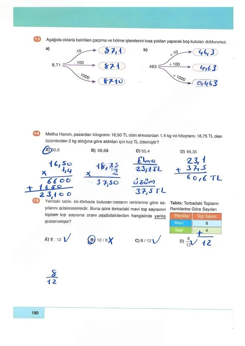 6. Sınıf Matematik Ders Kitabı Cevapları Doğa Yayınları Sayfa 180 Çözüm Görseli