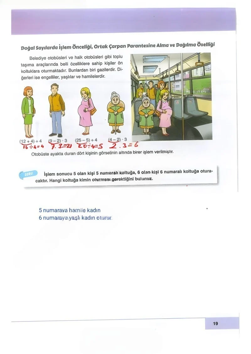 6. Sınıf Matematik Ders Kitabı Cevapları Doğa Yayınları Sayfa 19 Çözüm Görseli