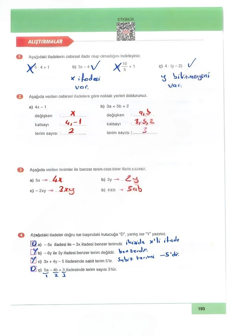 6. Sınıf Matematik Ders Kitabı Cevapları Doğa Yayınları Sayfa 193 Çözüm Görseli