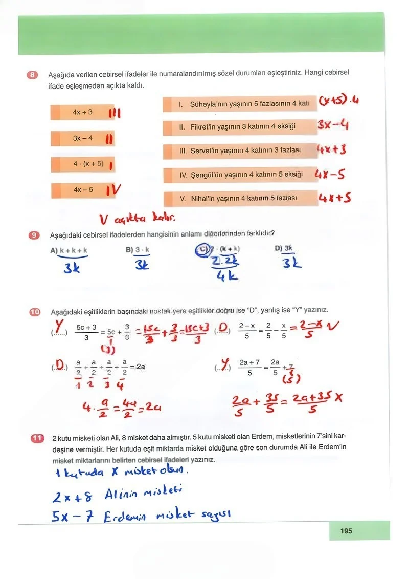 6. Sınıf Matematik Ders Kitabı Cevapları Doğa Yayınları Sayfa 195 Çözüm Görseli