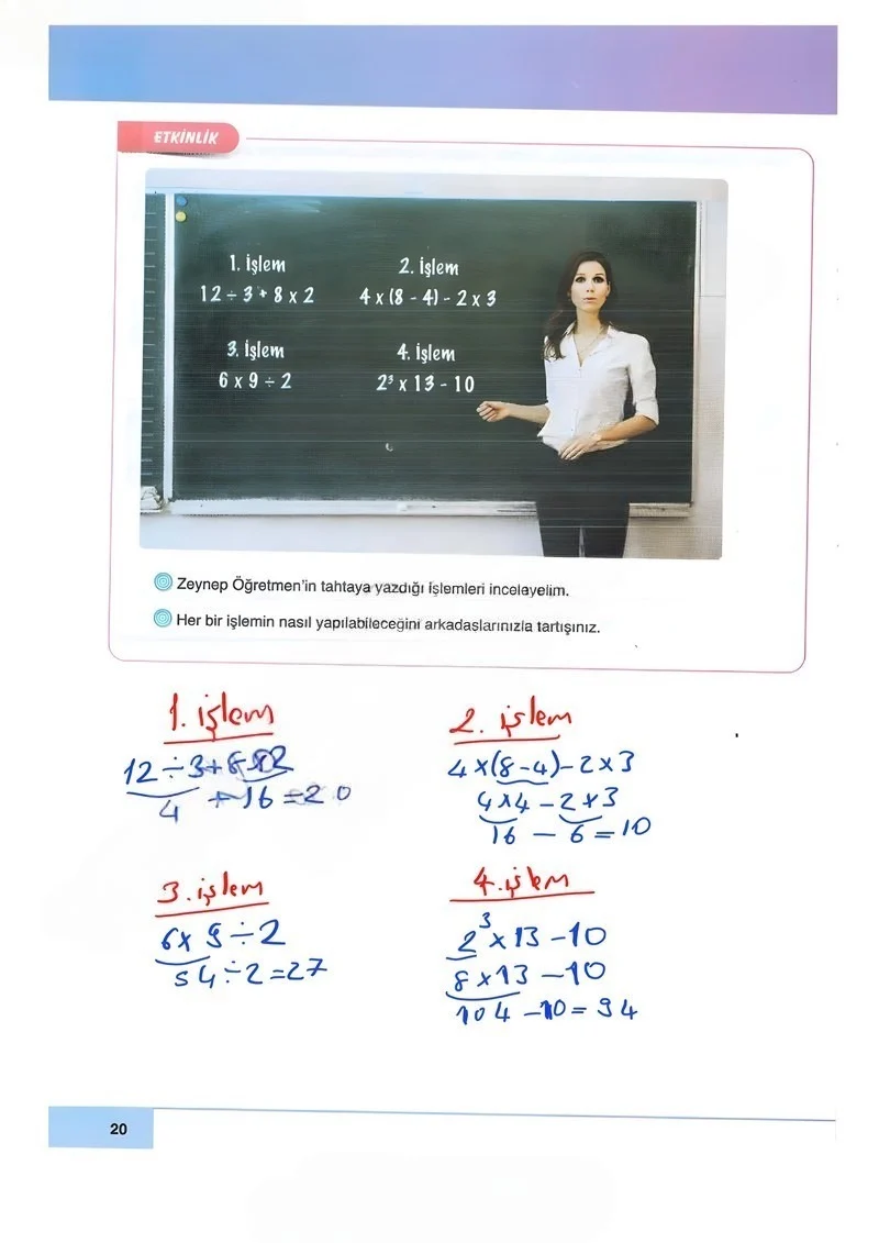 6. Sınıf Matematik Ders Kitabı Cevapları Doğa Yayınları Sayfa 20 Çözüm Görseli