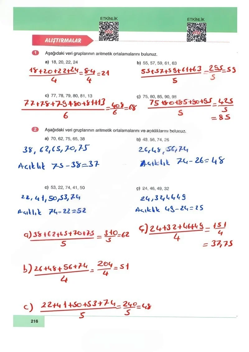6. Sınıf Matematik Ders Kitabı Cevapları Doğa Yayınları Sayfa 216 Çözüm Görseli