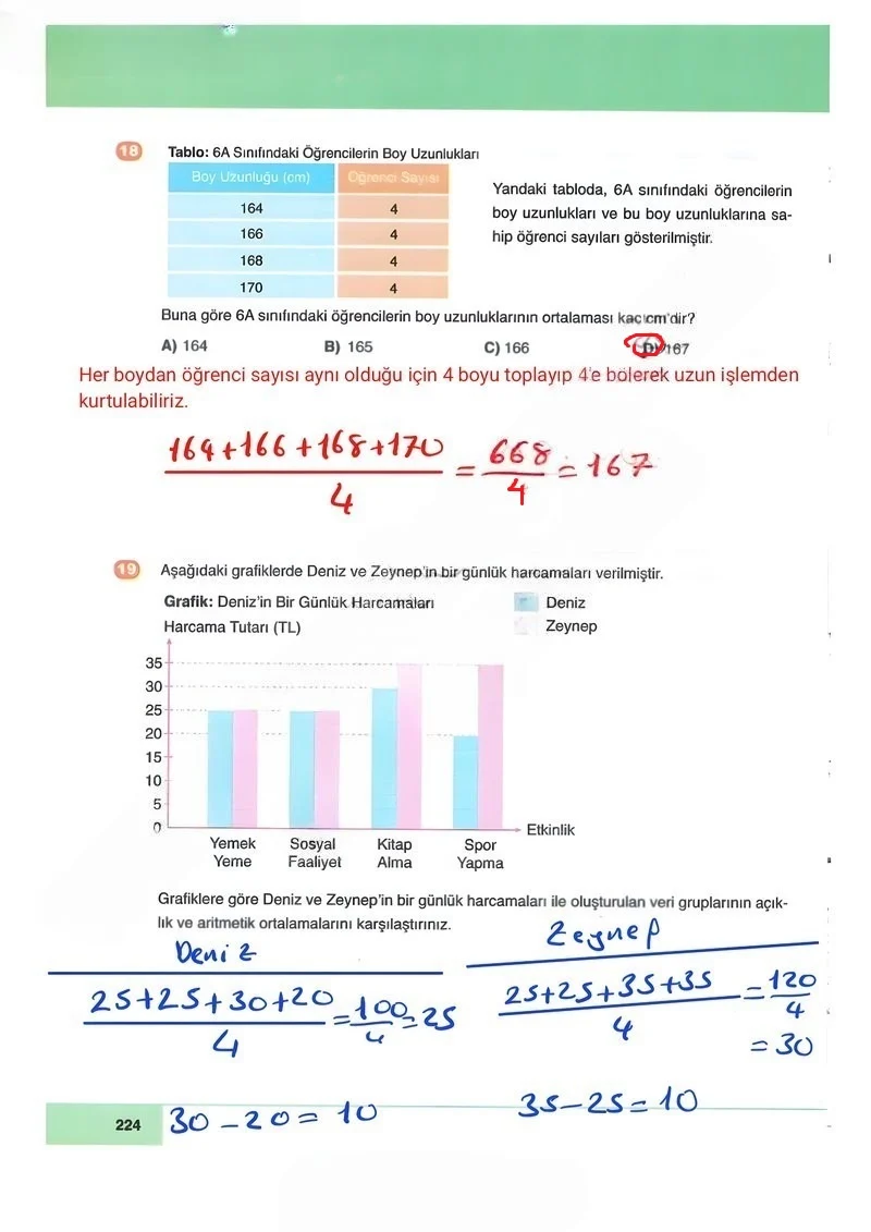 6. Sınıf Matematik Ders Kitabı Cevapları Doğa Yayınları Sayfa 224 Çözüm Görseli