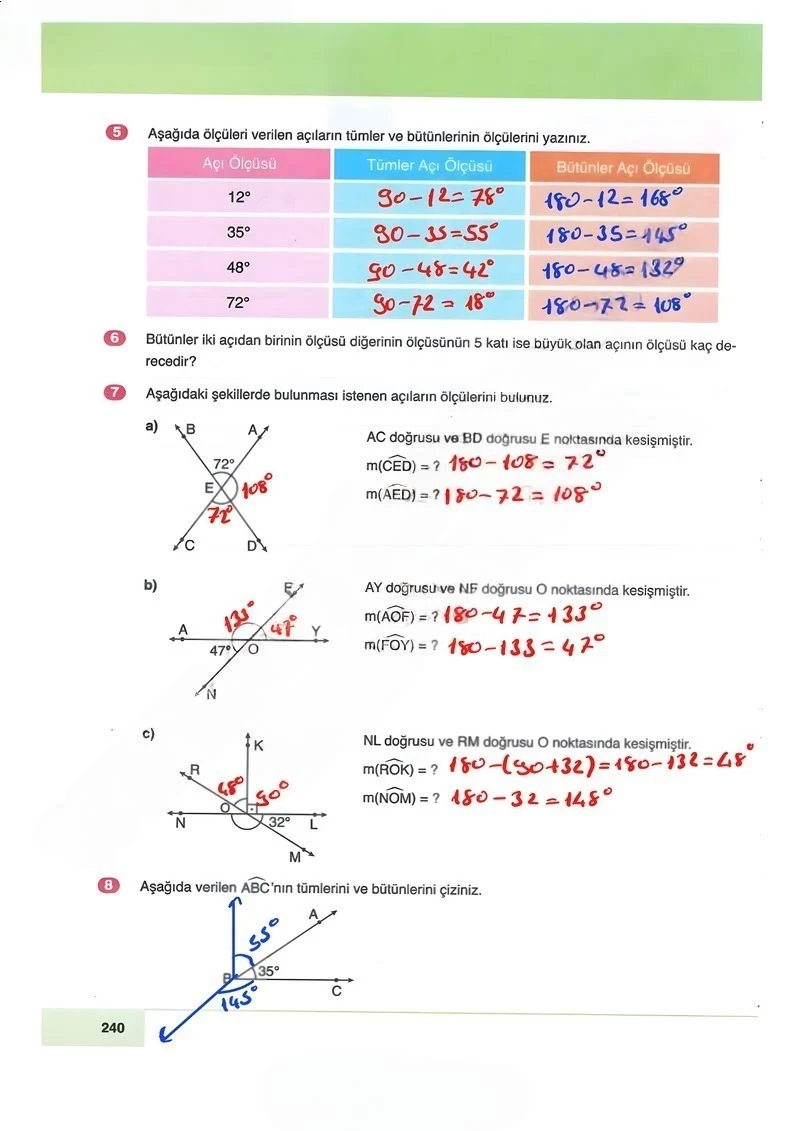 6. Sınıf Matematik Ders Kitabı Cevapları Doğa Yayınları Sayfa 240 Çözüm Görseli