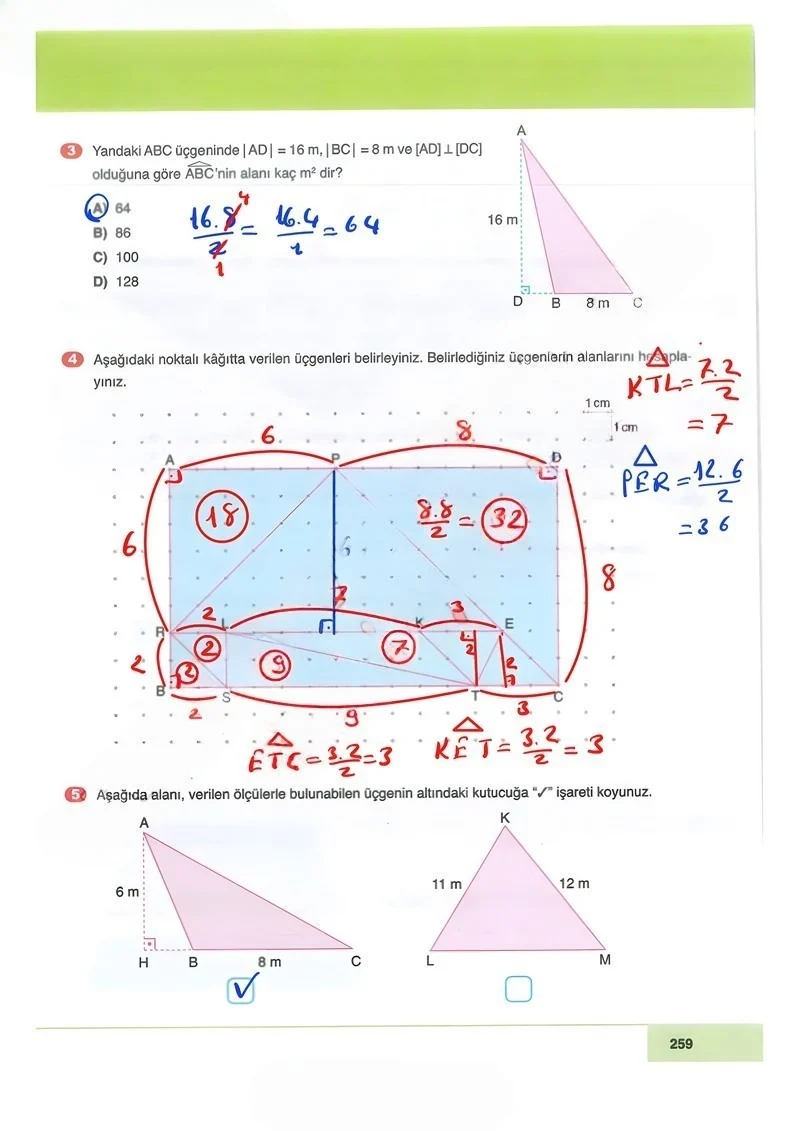 6. Sınıf Matematik Ders Kitabı Cevapları Doğa Yayınları Sayfa 259 Çözüm Görseli