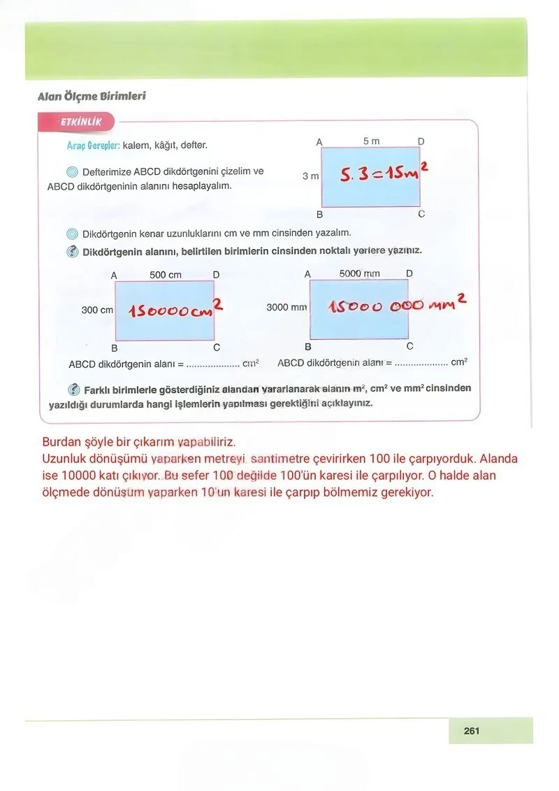 6. Sınıf Matematik Ders Kitabı Cevapları Doğa Yayınları Sayfa 261 Çözüm Görseli