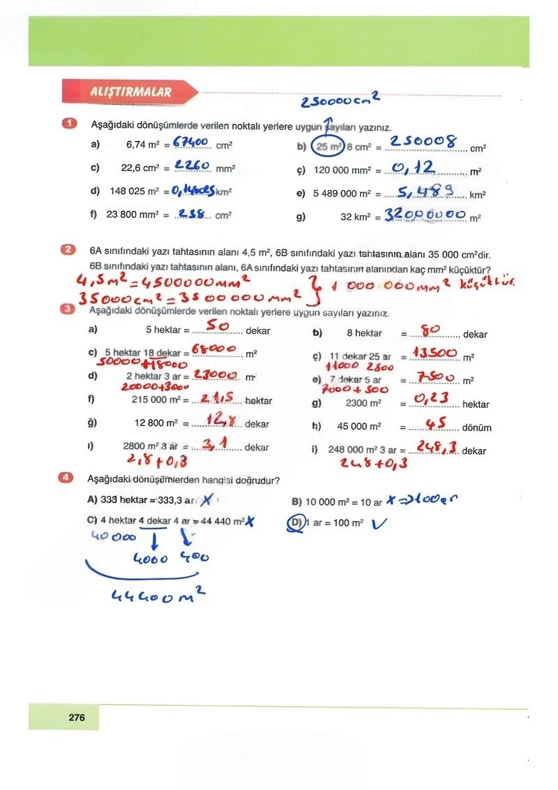 6. Sınıf Matematik Ders Kitabı Cevapları Doğa Yayınları Sayfa 276 Çözüm Görseli