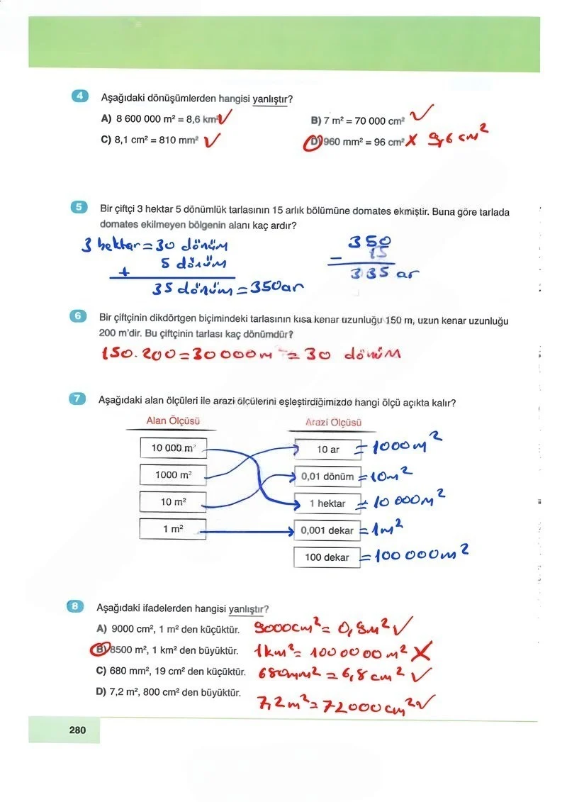 6. Sınıf Matematik Ders Kitabı Cevapları Doğa Yayınları Sayfa 280 Çözüm Görseli