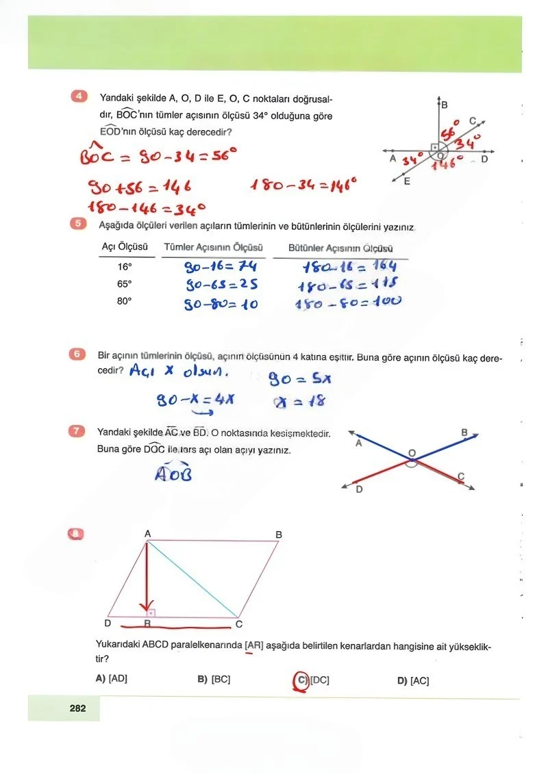 6. Sınıf Matematik Ders Kitabı Cevapları Doğa Yayınları Sayfa 282 Çözüm Görseli