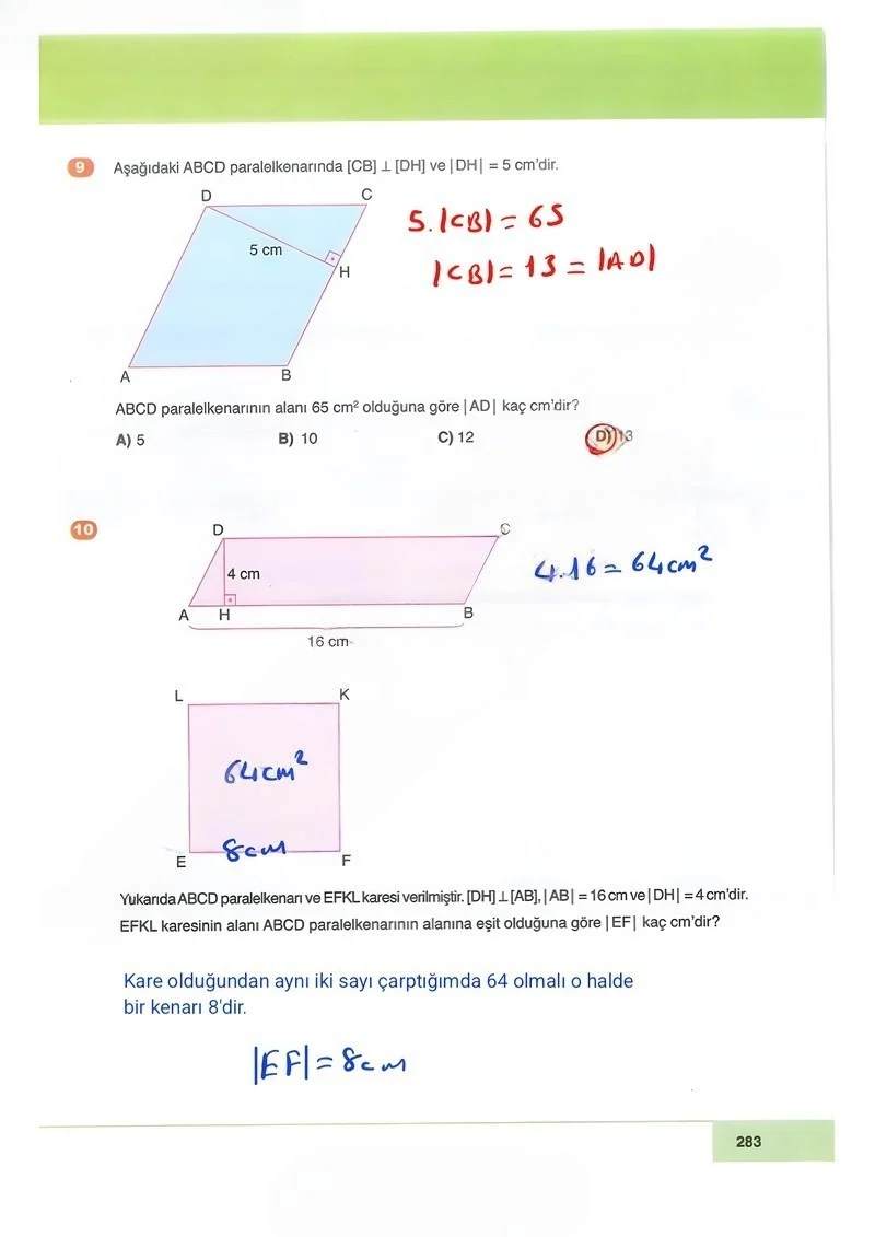 6. Sınıf Matematik Ders Kitabı Cevapları Doğa Yayınları Sayfa 283 Çözüm Görseli