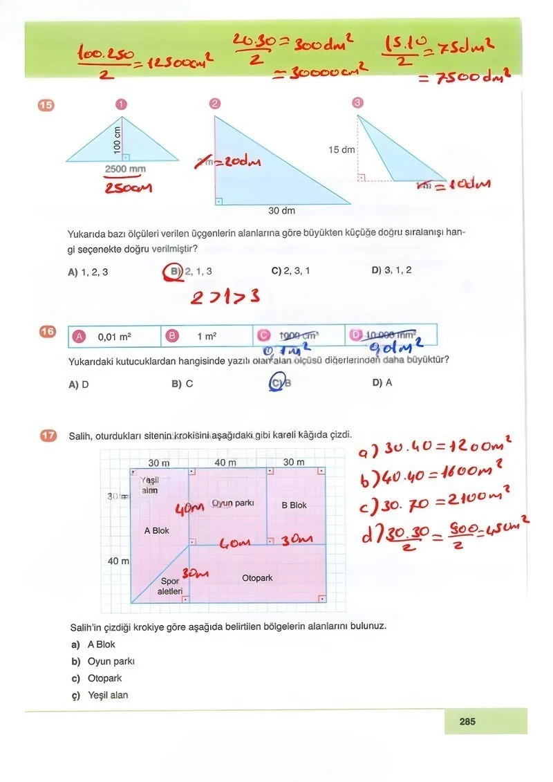 6. Sınıf Matematik Ders Kitabı Cevapları Doğa Yayınları Sayfa 285 Çözüm Görseli