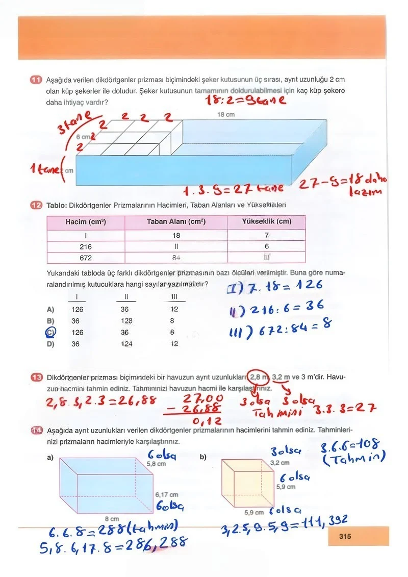 6. Sınıf Matematik Ders Kitabı Cevapları Doğa Yayınları Sayfa 315 Çözüm Görseli